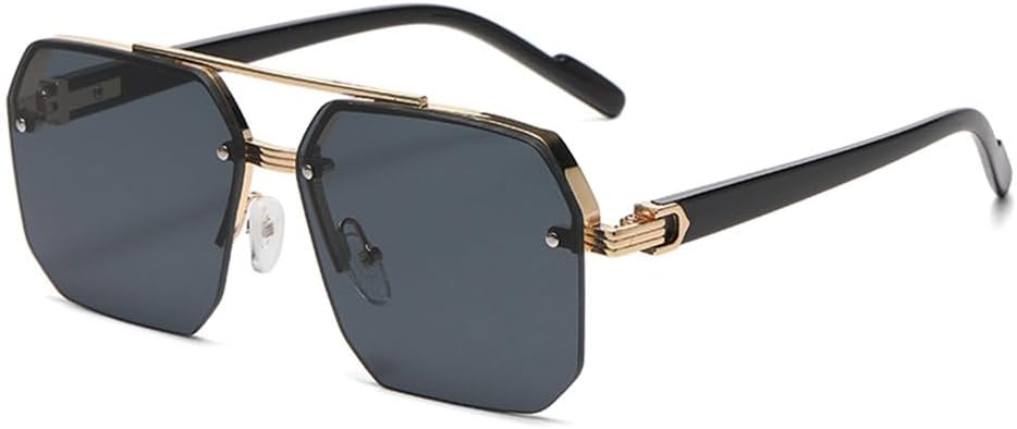 

Мужские солнцезащитные очки в стиле ретро с двойной перемычкой и многоугольными металлическими линзами, градиентные линзы, защита от УФ-излучения UV400, модные женские солнцезащитные очки HHZZYVY, Golden Grey