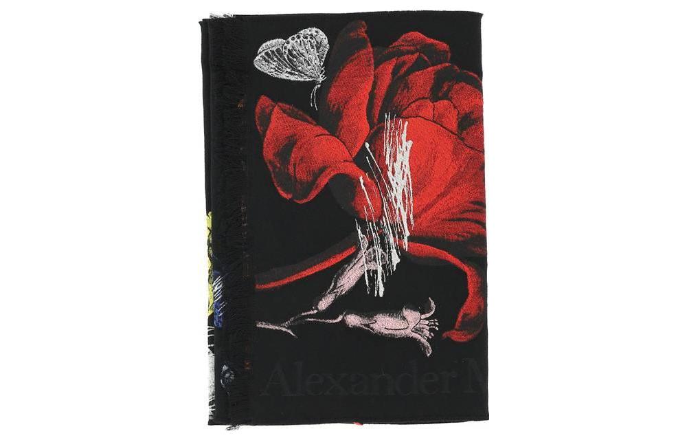 

Шерстяной шарф Alexander McQueen женский черный, черно-красный
