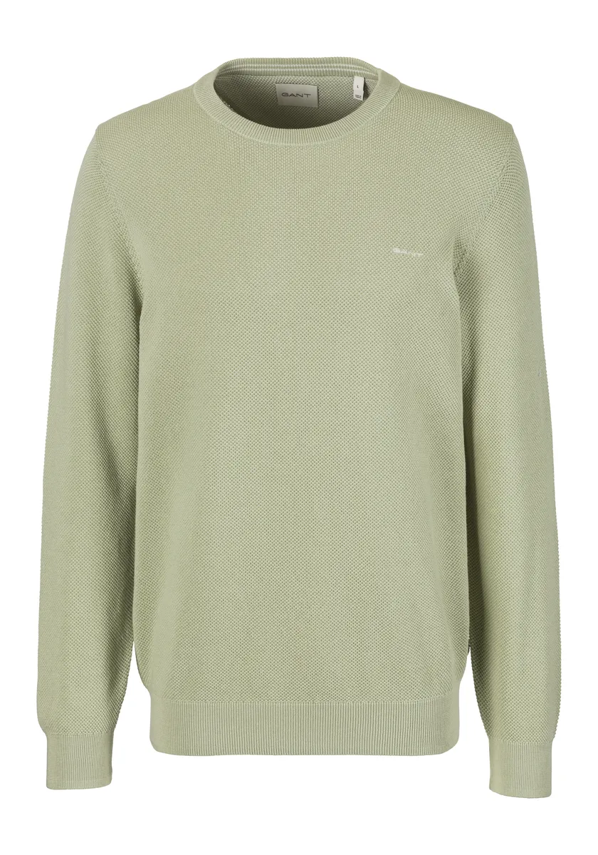 

Свитер с круглым вырезом "COTTON PIQUE C-NECK" и вышитым логотипом на груди Gant, цвет Milky Matcha