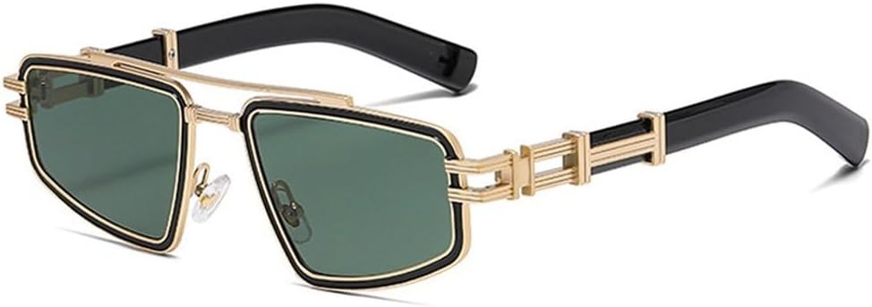 

Мужские солнцезащитные очки в стиле ретро с металлическими двойными перемычками, сине-розовые линзы, защита от ультрафиолета UV400, модные женские солнцезащитные очки в стиле панк SKFGNX, Golden Dark Green