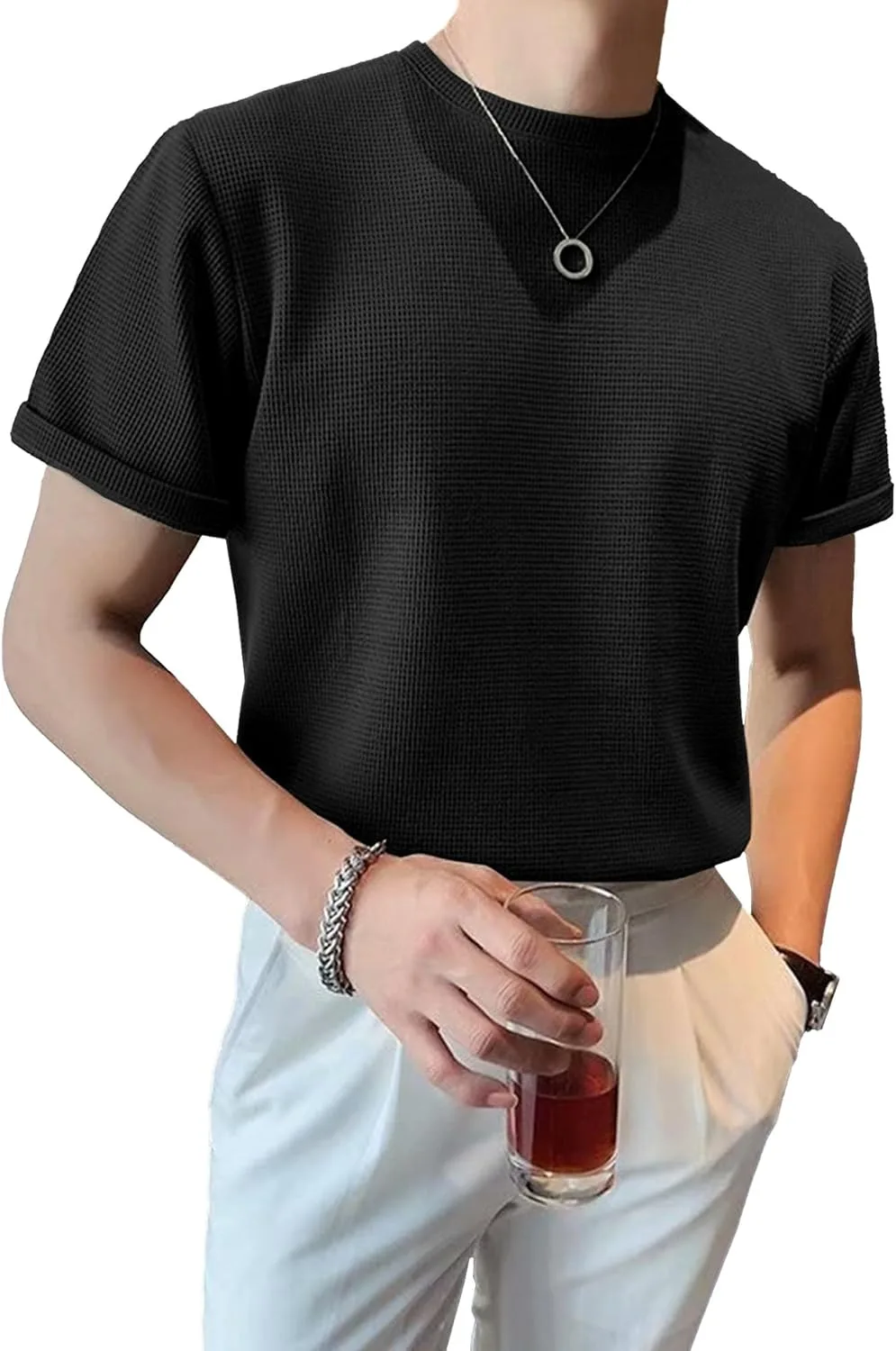 

Мужская футболка с коротким рукавом Slim Fit QOAAIE