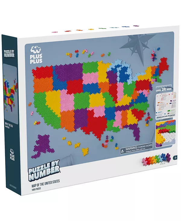 

Набор для сборки пазлов с картой США по номерам, 1400 деталей Plus-Plus, multi