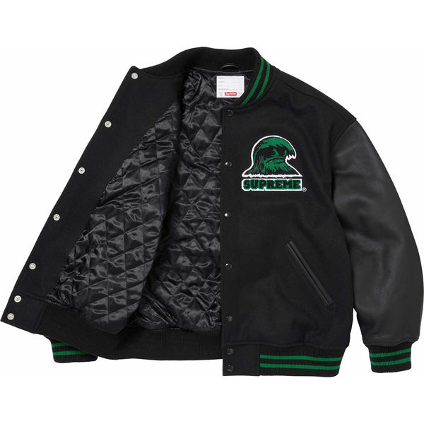 Куртка wave varsity jacket 'black green' Supreme, черный — фото 3