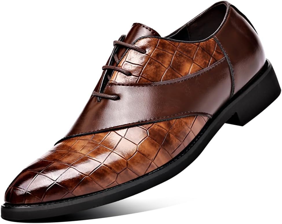 

Мужские классические современные оксфорды Дерби для делового и официального стиля Zuauoot, коричневый