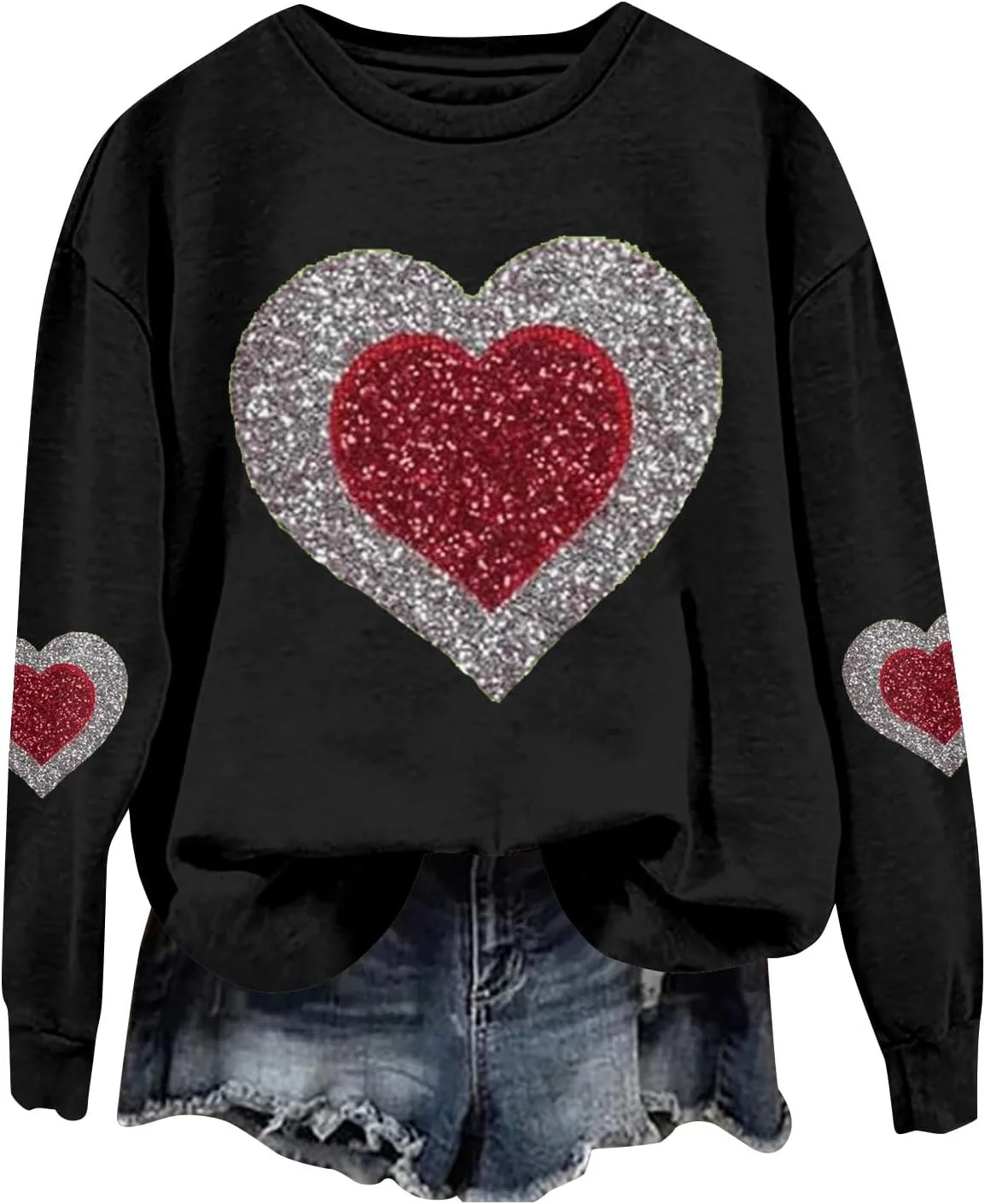 

Свитшот Valentine's для женщин с принтом в виде сердца, оверсайз FQZWONG