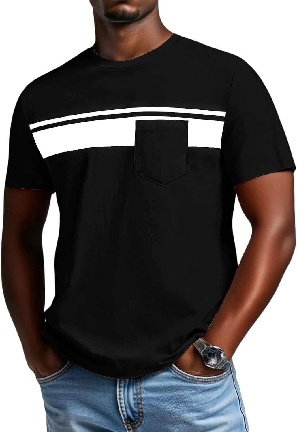 

Мужская футболка с карманом, поло, casual, с коротким рукавом