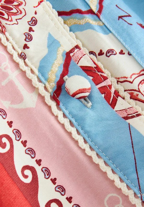 Платье-Рубашка прямого кроя с короткими рукавами и поясом на талии Next, Red/Blue Bandana Printed — фото 4