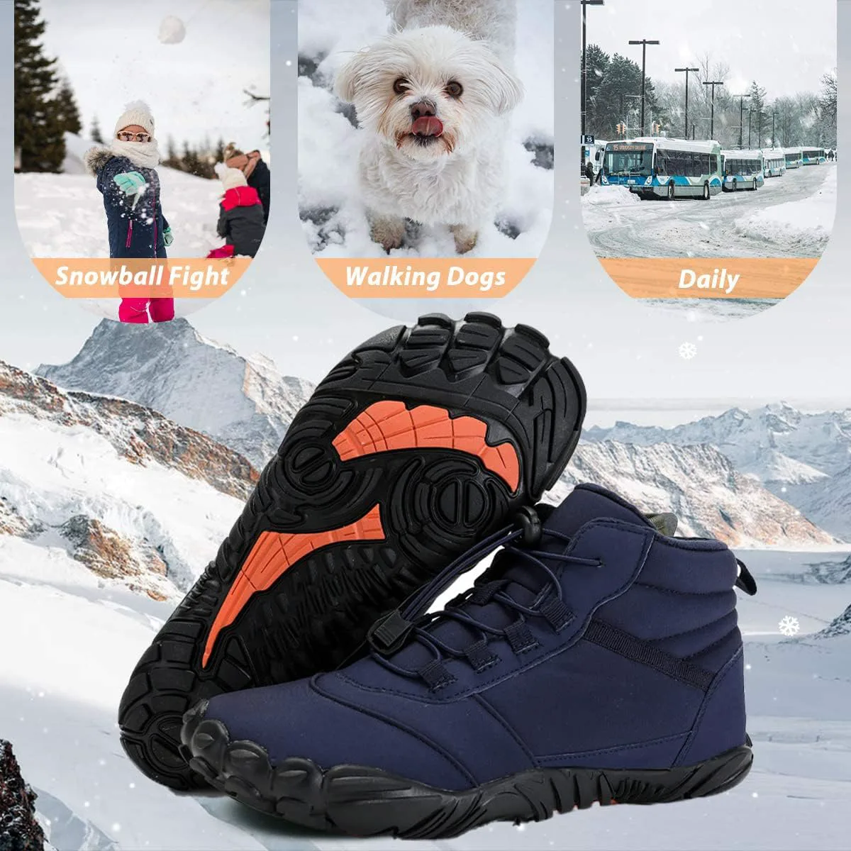 

Мужские утепленные бархатные теплые зимние ботинки, удобная обувь для прогулок на улице, кожа, мягкая подошва, противоскользящие хлопковые туфли Generic, синий