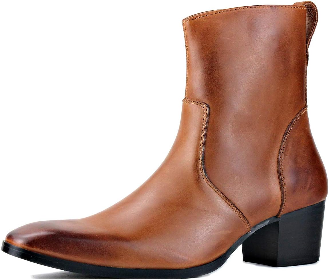 

Мужские ботинки на каблуке, повседневные черные Челси, боевые, короткие Чукка, на молнии JY002 COWSDELLA, коричневый