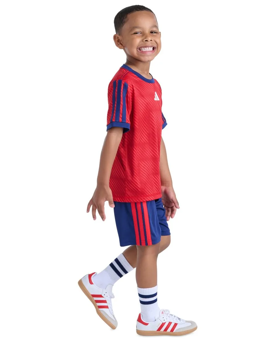 Детский комплект из футболки и шорт с принтом (2T-7), размер 2T Adidas, bright красный/синий — фото 3