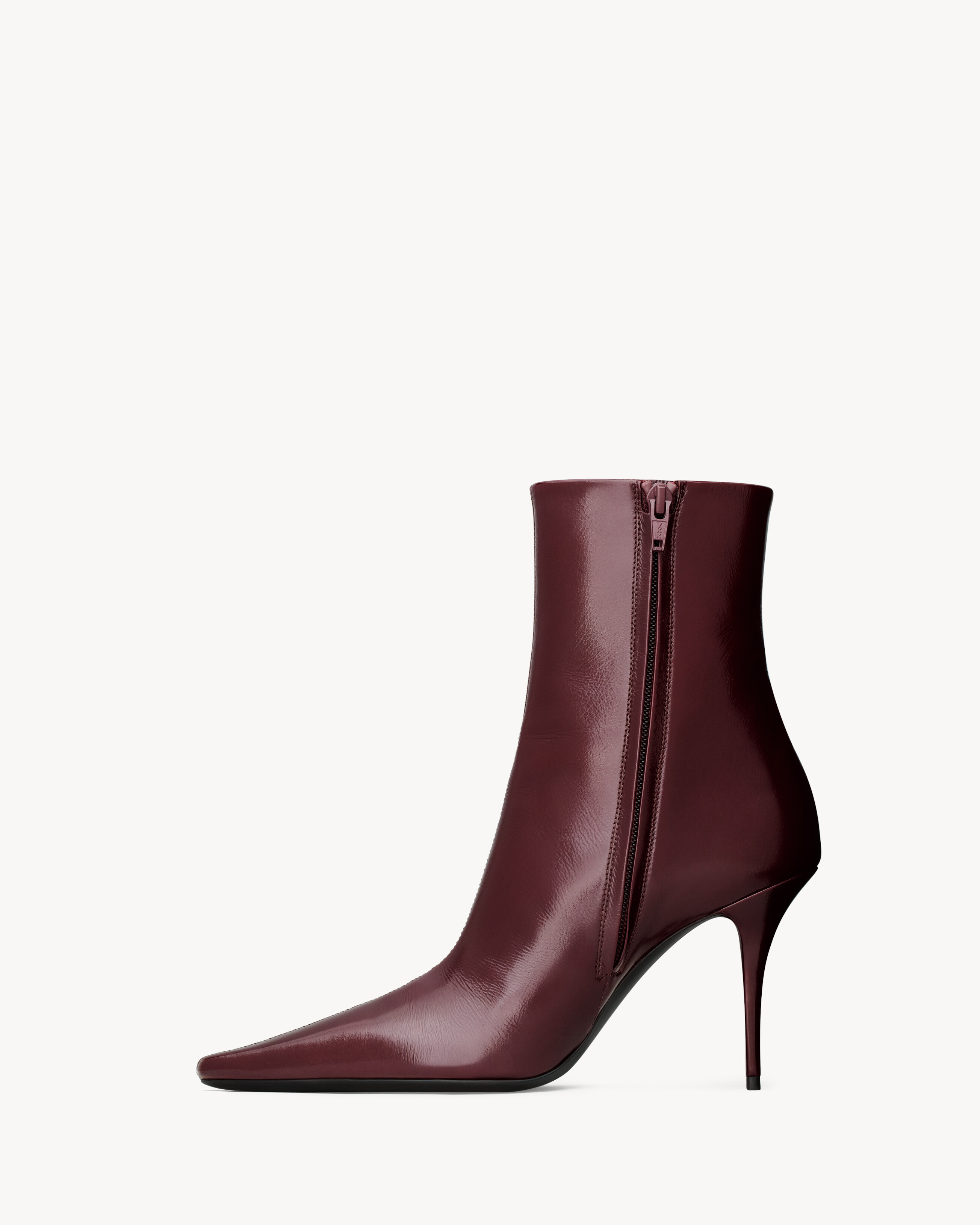 Ботильоны ASHLEY из гладкой кожи Saint Laurent, бордо — фото 3