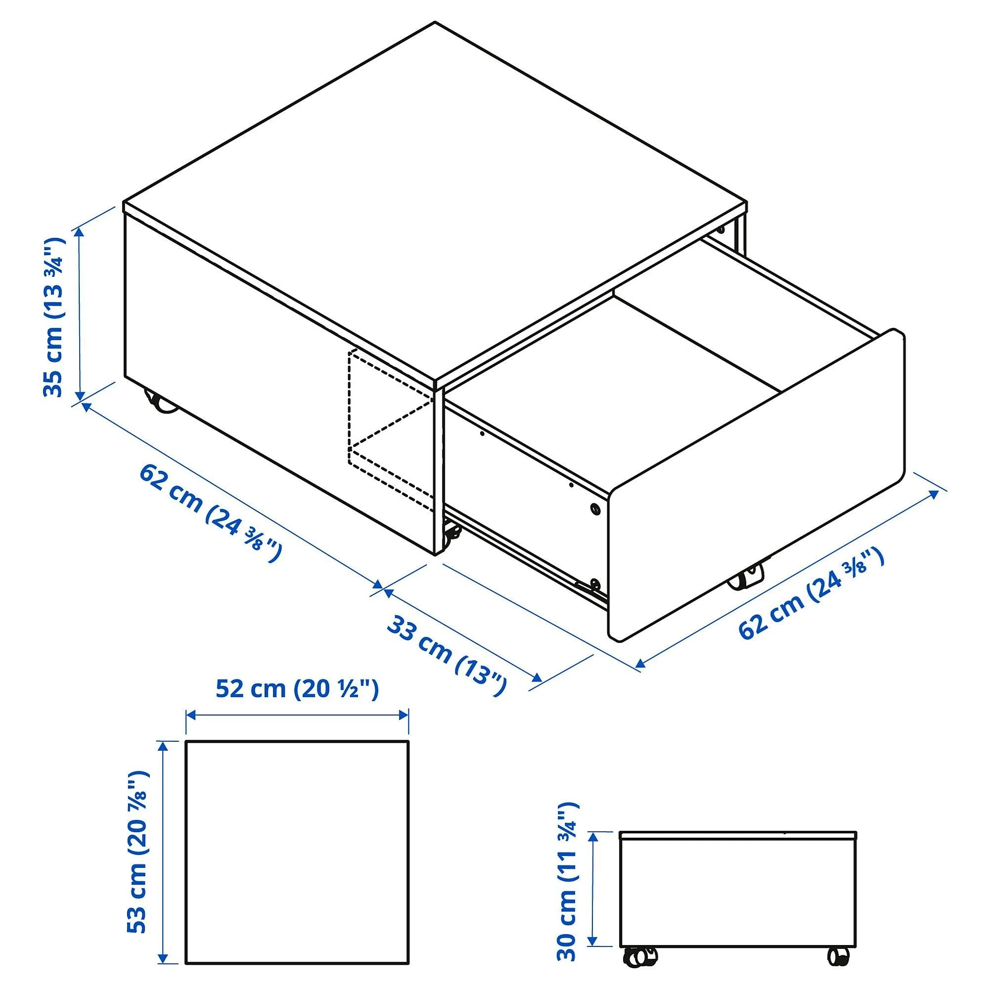 Ящик для хранения кровати, белый, 62x62x35 см, SLÄKT IKEA — фото 2