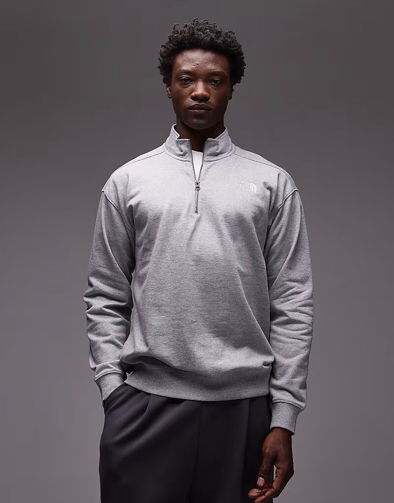 

Толстовка унисекс с логотипом на молнии 1/4 серого цвета The North Face