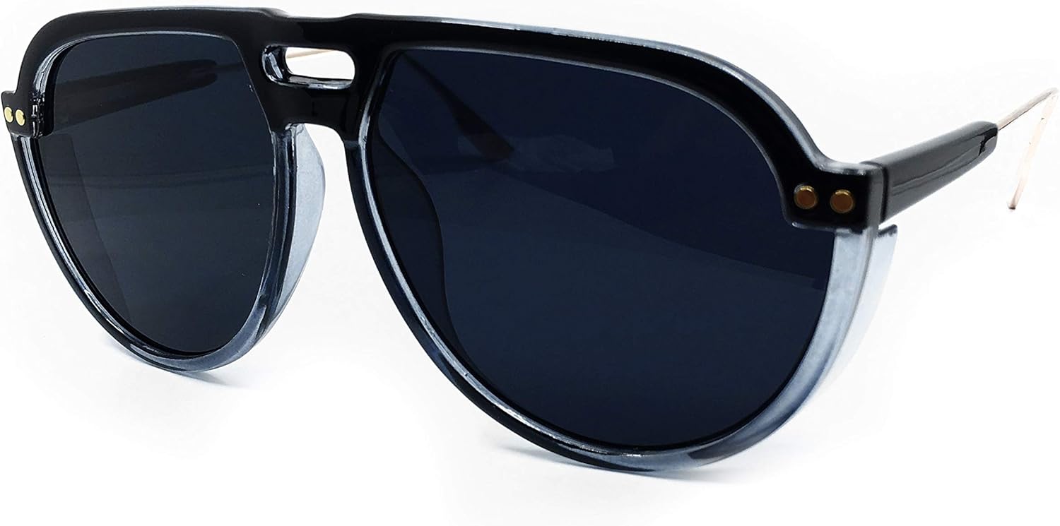 

8284 Солнцезащитные очки-авиаторы большого размера XL, новые, в стиле поп-классики, с яркими, модными оттенками, дизайнерские, с плоской верхней частью, для женщин и мужчин (черные, размер 53) O2 eyewear, Black