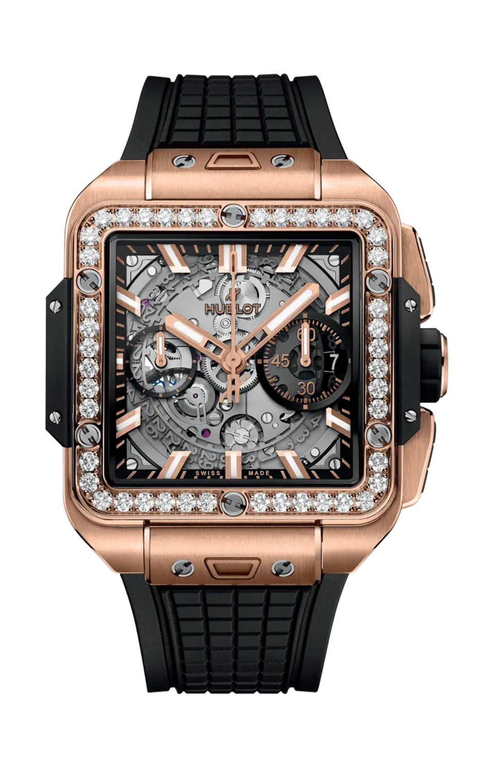 

Часы square bang unico king gold diamonds 42 мм Hublot