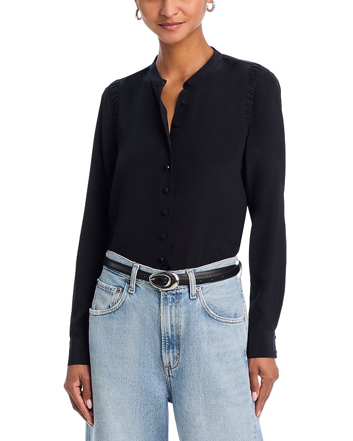 

Шелковая рубашка в сборку FRAME, черный