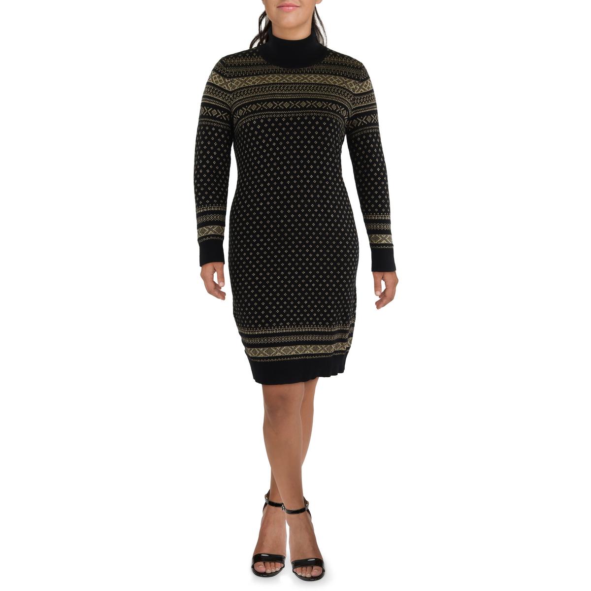 

Плюс Женская водолазка миди свитер платье Lauren Ralph Lauren, цвет polo black