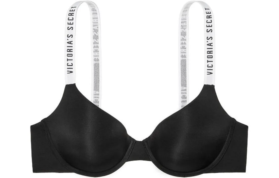 Victoria's Secret Бюстгальтер женский черно-белый на бретелях