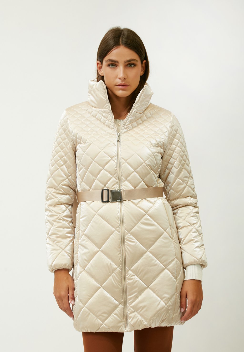 

Зимнее пальто PADDED DIAMOND-QUILTED WITH BELT INFLUENCER, бежевый
