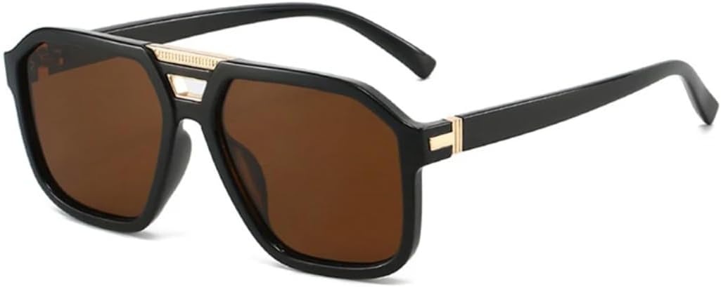 

Мужские солнцезащитные очки в стиле ретро с двойной перемычкой, модные солнцезащитные очки с защитой от УФ-излучения UV400, трендовые женские очки класса люкс VVTWSSW, Black Tea