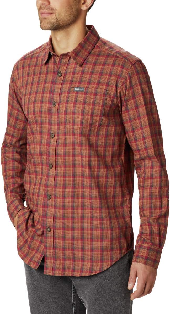 

Рубашка Columbia Mens Vapor Ridge III с длинным рукавом, походная рубашка, Mountain Red Ombre