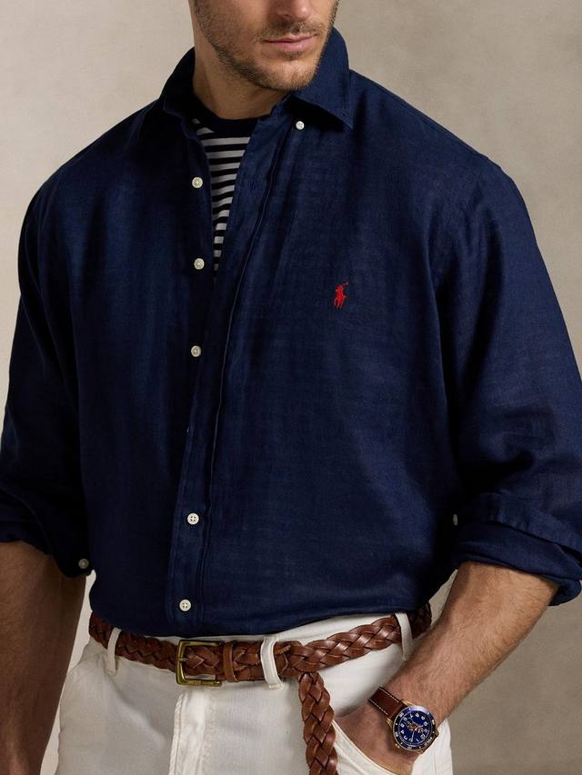 Рубашка из льна Big & Tall Ralph Lauren, Newport Navy — фото 3
