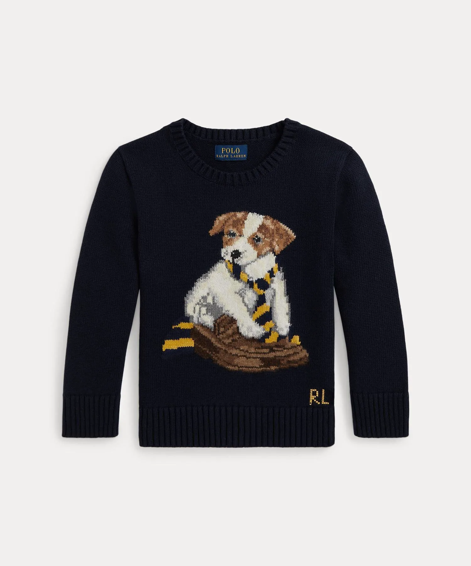 (Для мальчиков, 2-7 лет) Хлопковый свитер с интарсией в виде собаки Polo Ralph Lauren, 410 Navy — фото 2