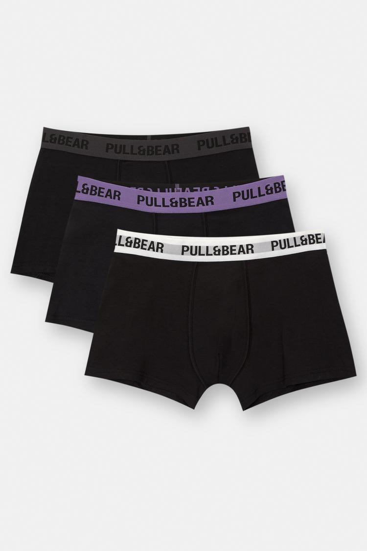

Упаковка из 3 пар черных боксеров с цветным поясом Pull And Bear, мультиколор