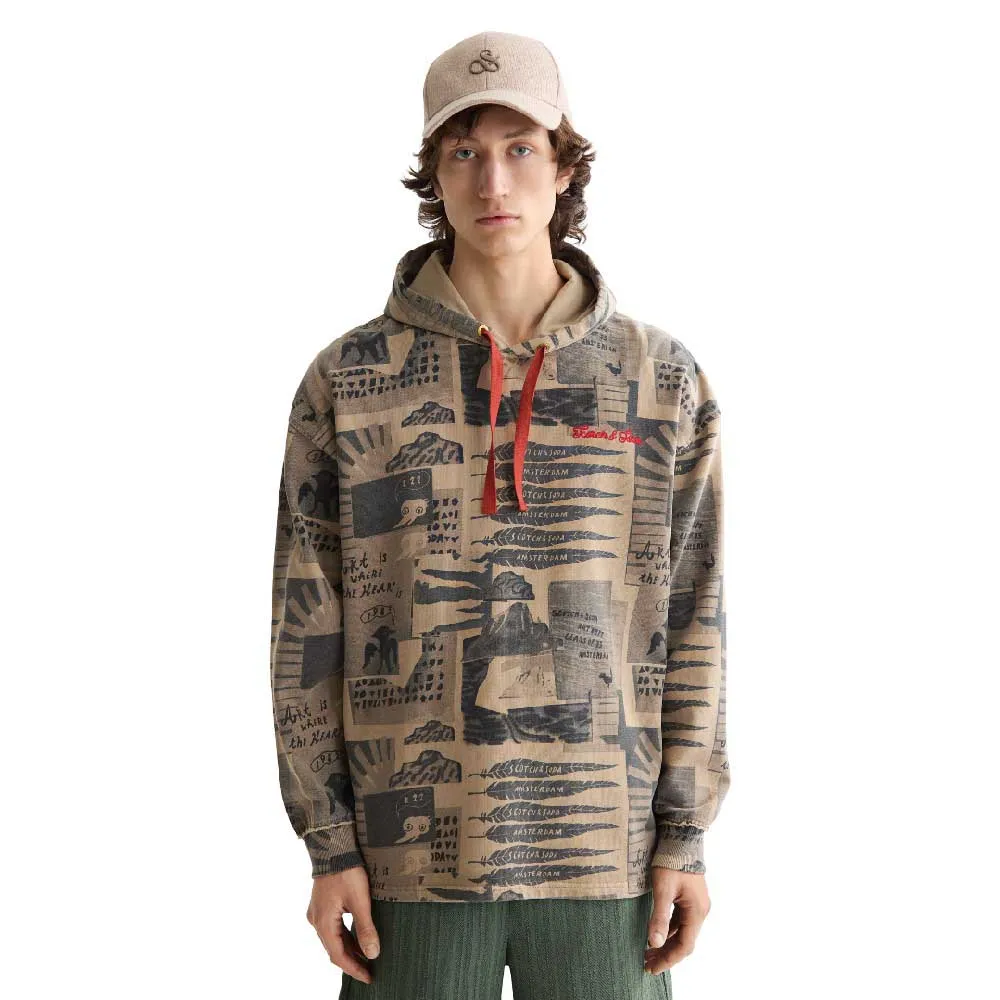 

Худи Scotch & Soda Loose Fit Overdyed All Over Printed, коричневый