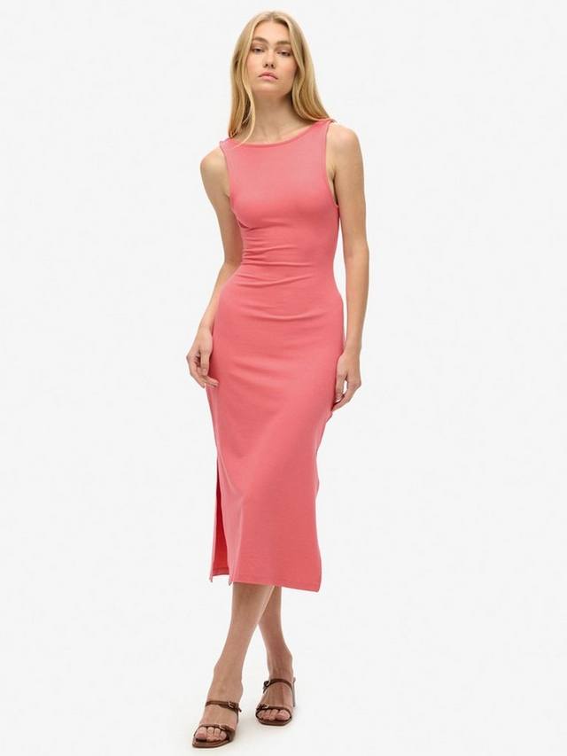 

Платье миди из джерси с закручивающейся спинкой Superdry, цвет Desert Rose Pink