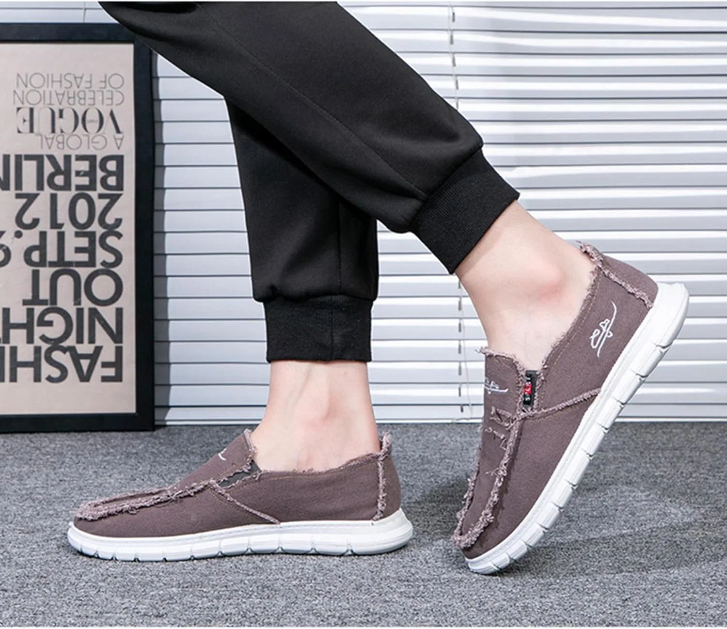 Мужские лоферы на каждый день, широкие, Casual Canvas, Boat Shoes, фиолетово-серый SywzX&xfybz — фото 2