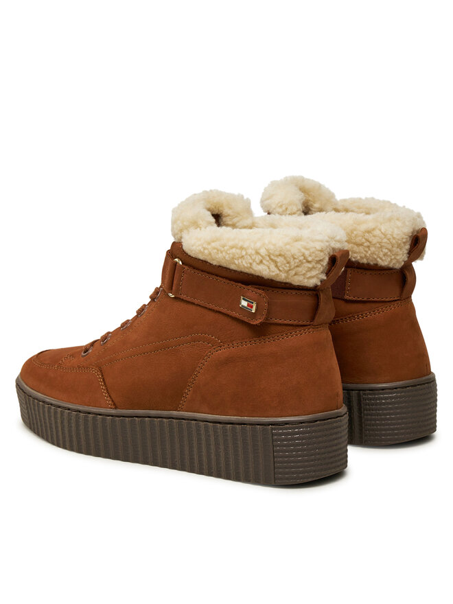 Ботинки Tommy Hilfiger Faux Fur Nubuck Low Lace-Up FW0FW08172, коричневый — фото 3