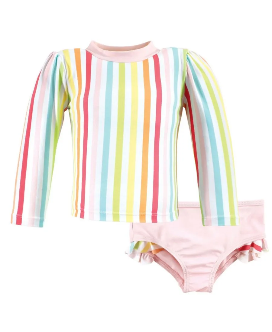 Комплект для плавания «Рашгард», современный ботанический дизайн Hudson Baby, Rainbow Stripe