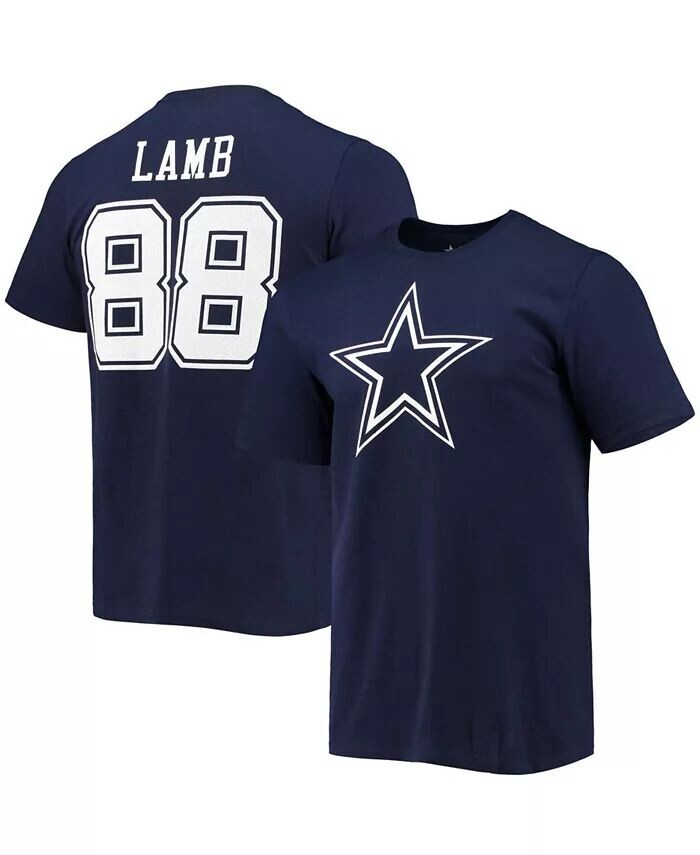 

Мужская футболка Cee темно-синяя Dee Lamb со значком игрока Dallas Cowboys, именем и номером Fanatics