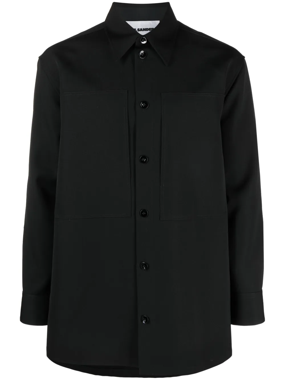 

Шерстяная рубашка с длинными рукавами JIL SANDER, черный