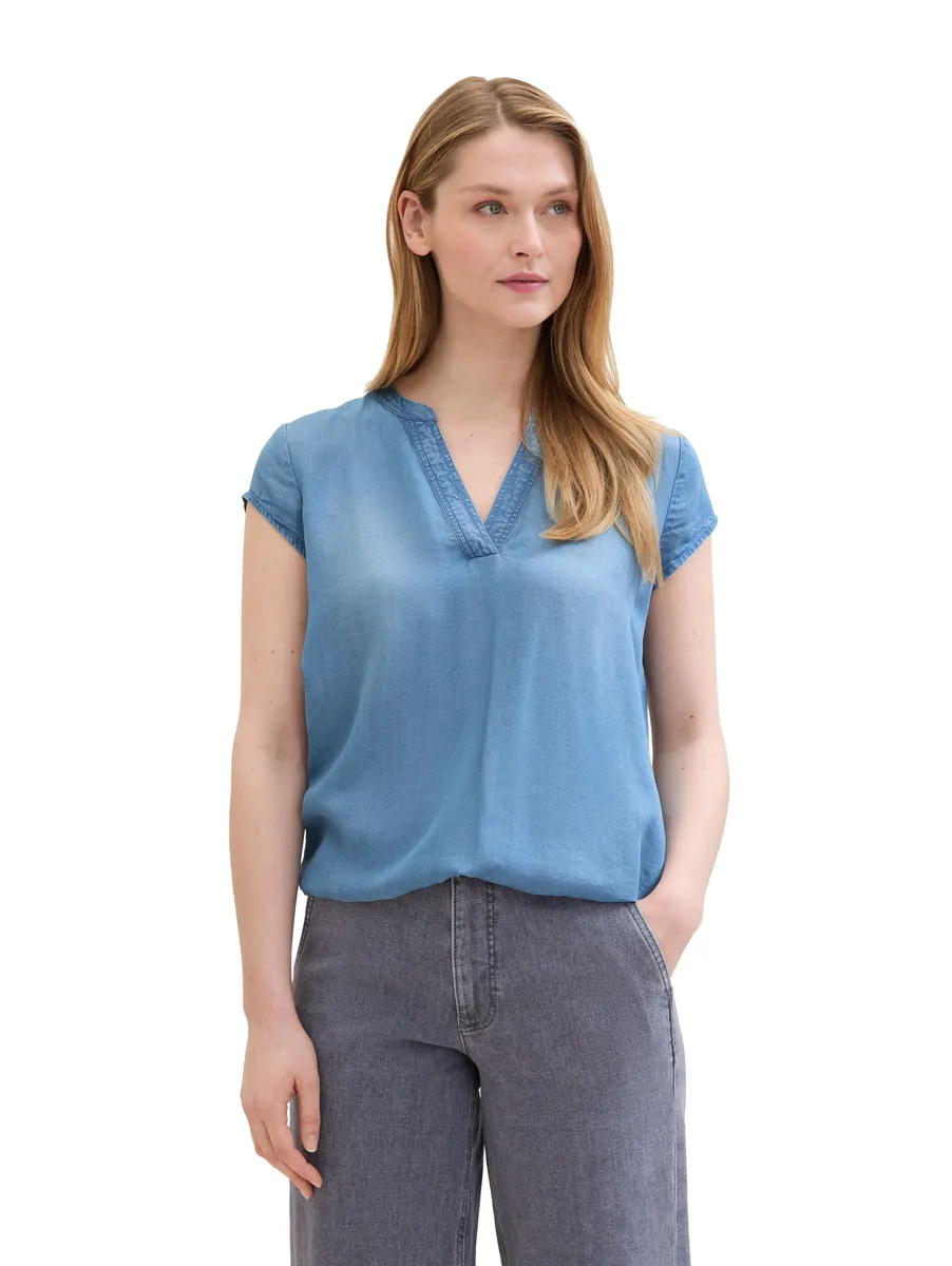 

Джинсовая блузка TOM TAILOR в джинсовом стиле, цвет Clean Mid Stone Blue Denim