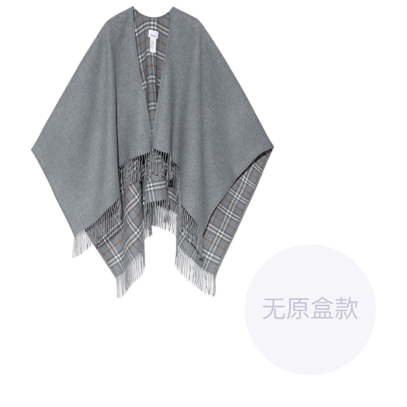 

Burberry Проверенный бахромчатый край обратимый плащ, Gray