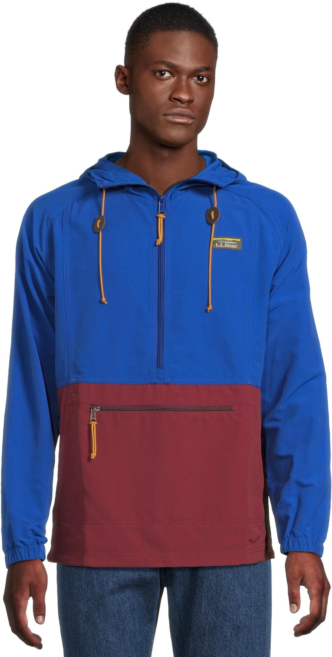 

Анорак L.L.Bean Mountain Classic Anorak Color-Block Regular, цвет Regatta Blue/Deep Rosewood