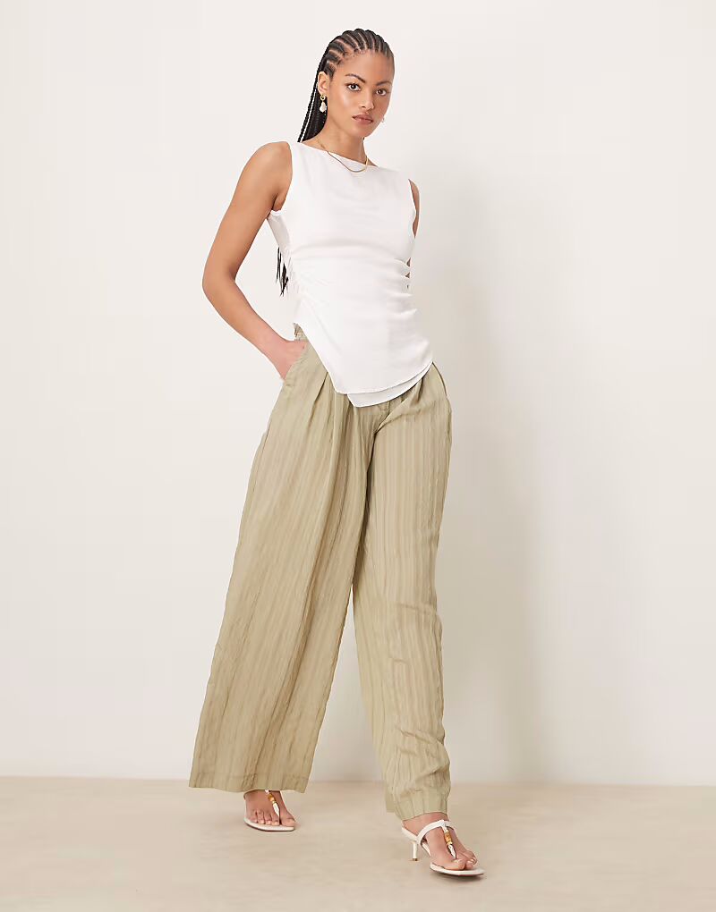

Широкие брюки ASOS DESIGN Tall в зеленую тональную полоску
