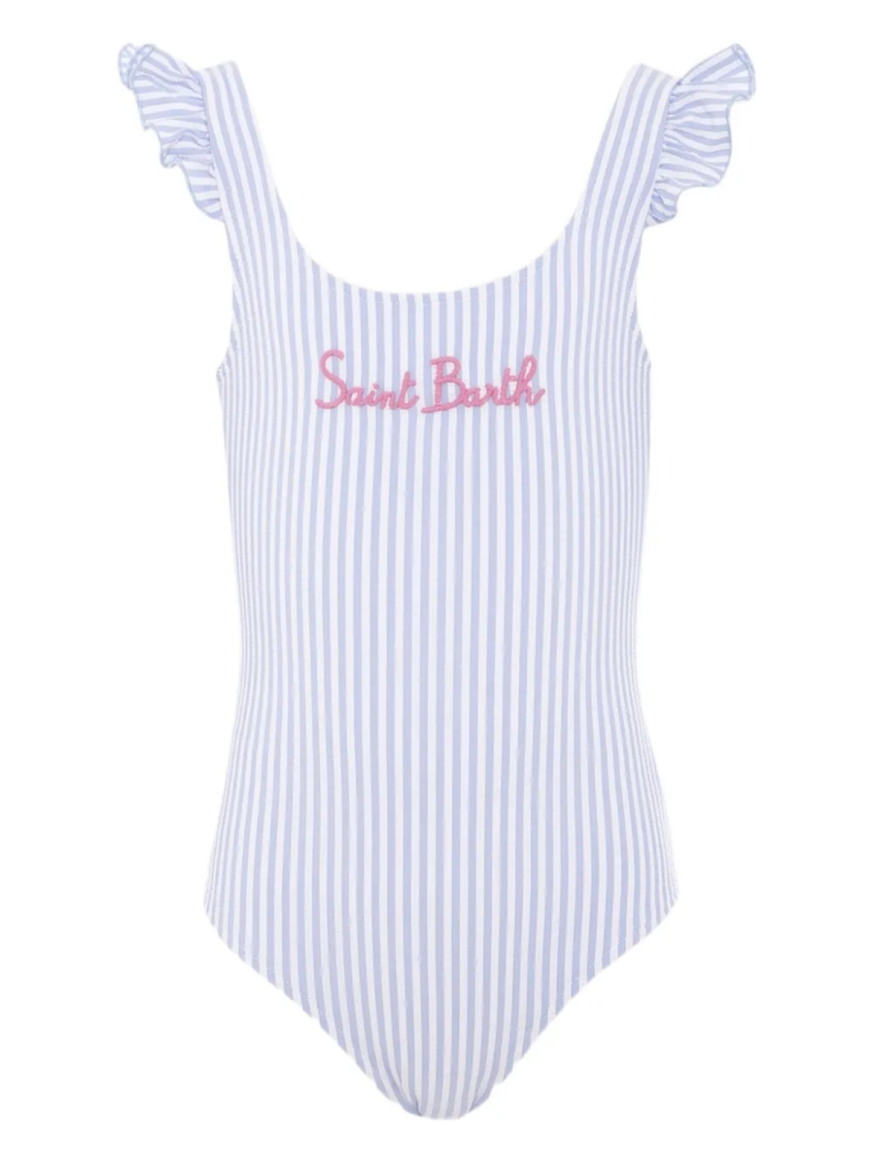 

MC2 Saint Barth Kids Tilda полосатый купальник с оборками, синий