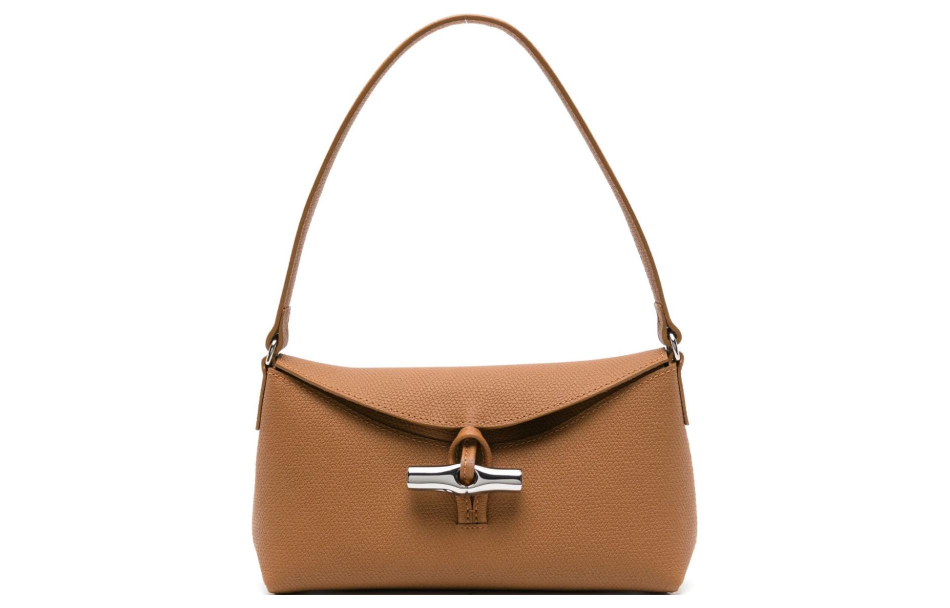 

LONGCHAMP Сумка на плечо Roseau Grain из коровьей кожи, сумка через плечо, женская, небольшого размера, верблюжье-коричневого цвета
