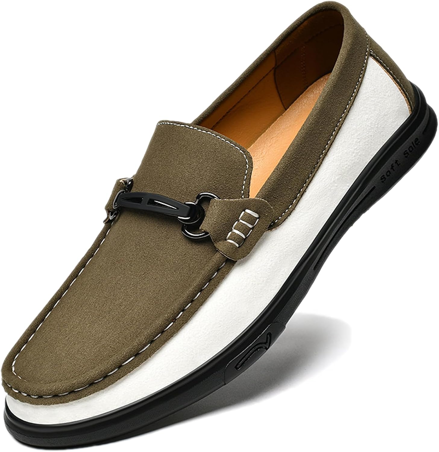 

Мужские замшевые повседневные лоферы с металлической пряжкой Adkgbe, хаки