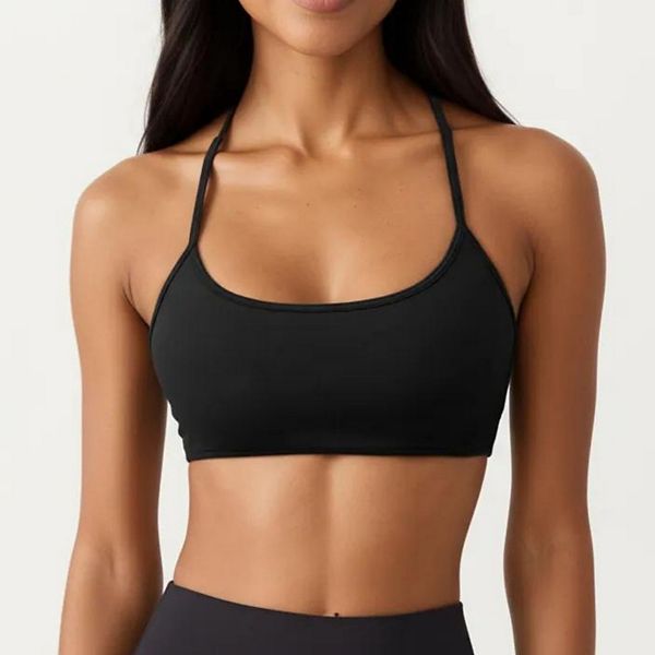 

Женский спортивный топ с ремешками на спине, круглым вырезом и эластичным трикотажем Anna-Kaci, Black