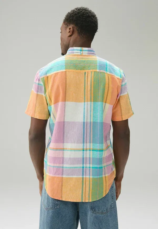 Рубашка Next, Regular fit madras check short sleeve shirt, оранжево-розовый — фото 2