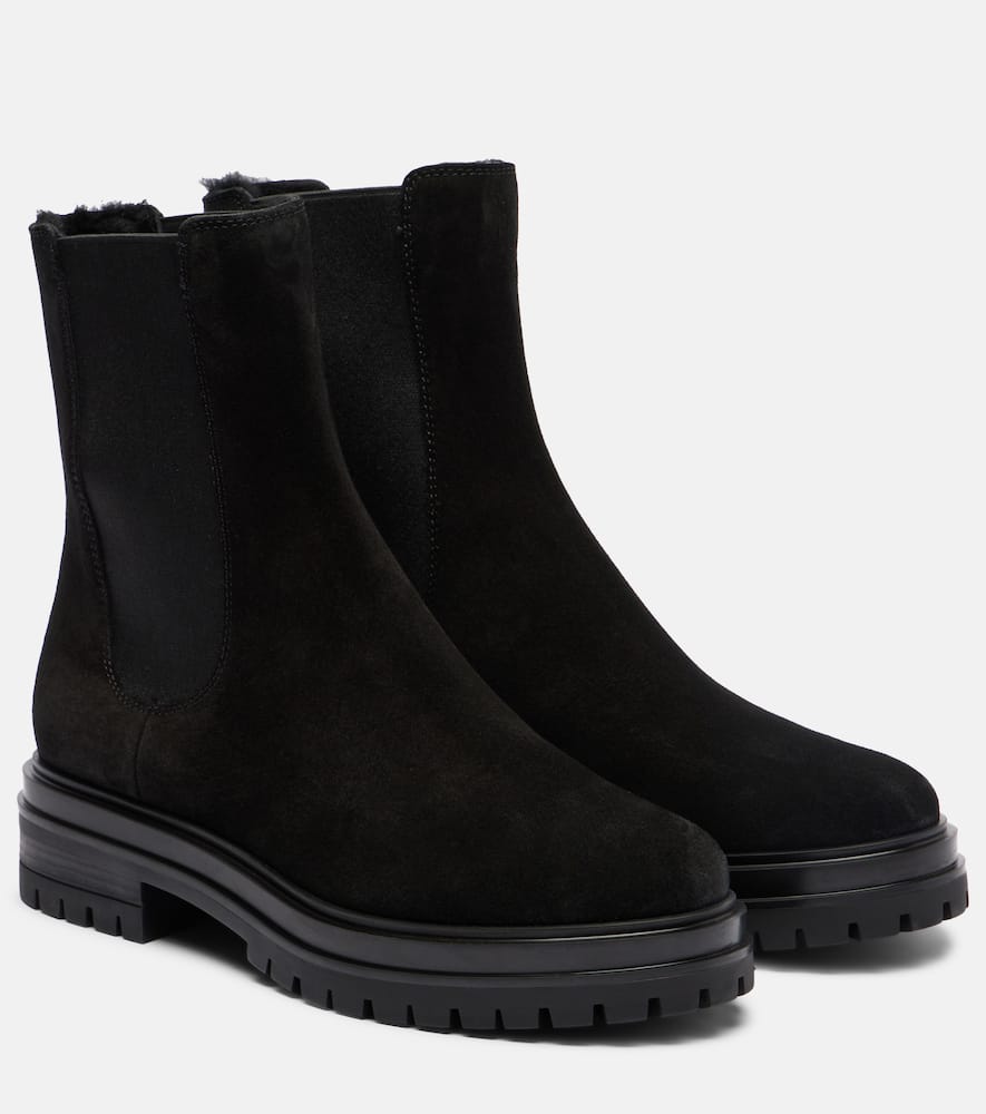 Челси из замши до щиколотки Gianvito Rossi, Black+Black