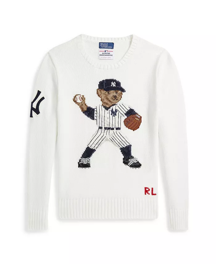 

Свитер с медведем New York Yankees для подростков Polo Ralph Lauren, белый