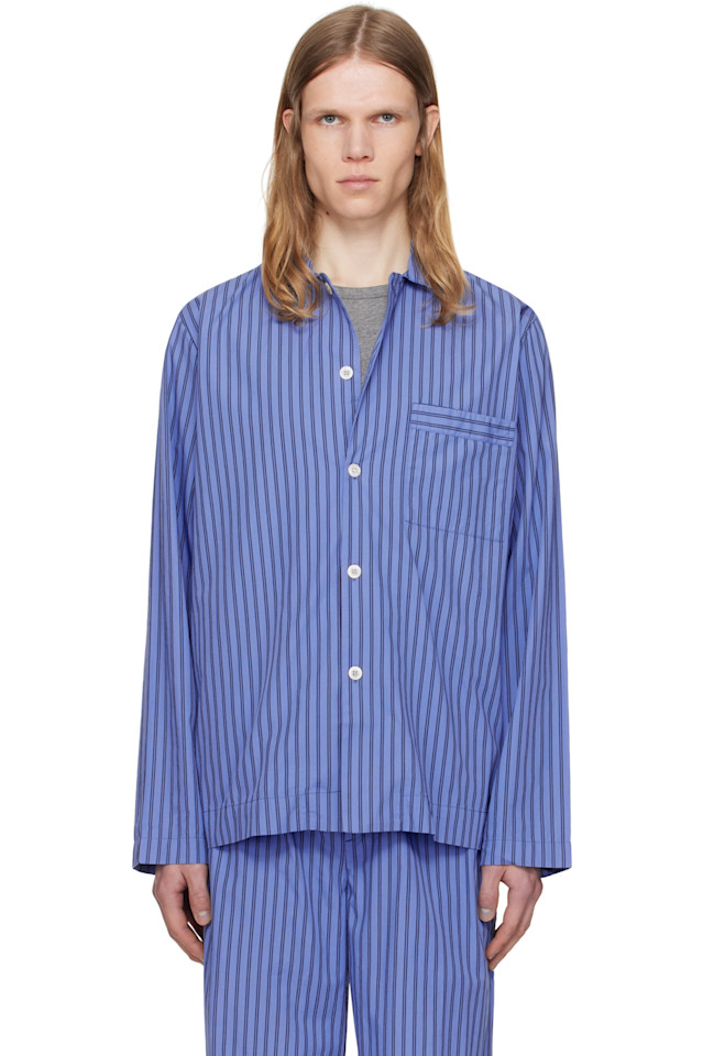 

Поплиновая пижамная рубашка с длинными рукавами Tekla, цвет boro stripes