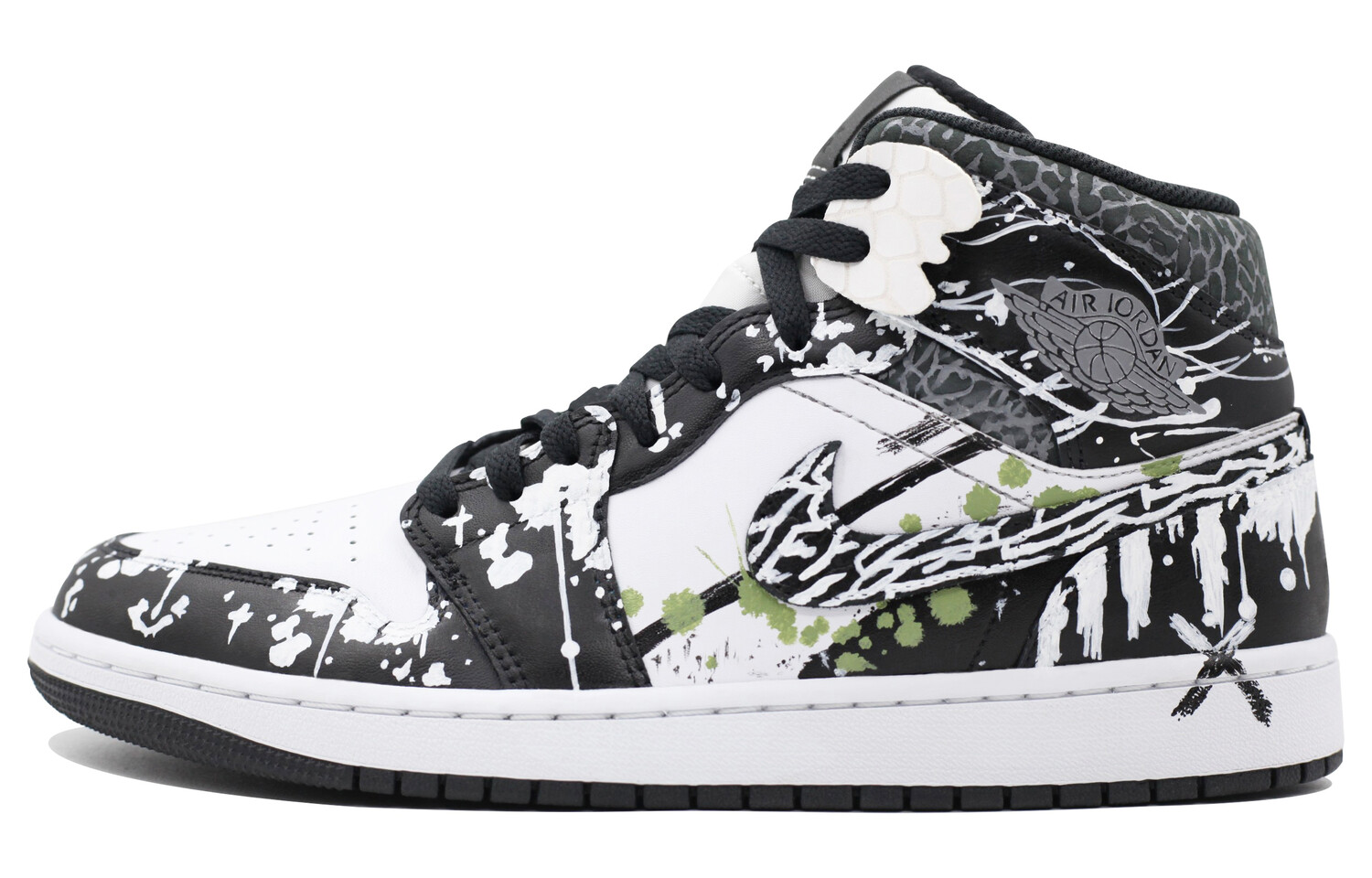 

Кроссовки Air Jordan 1 Vintage Basketball Shoes Men Mid-top Black/White, черный