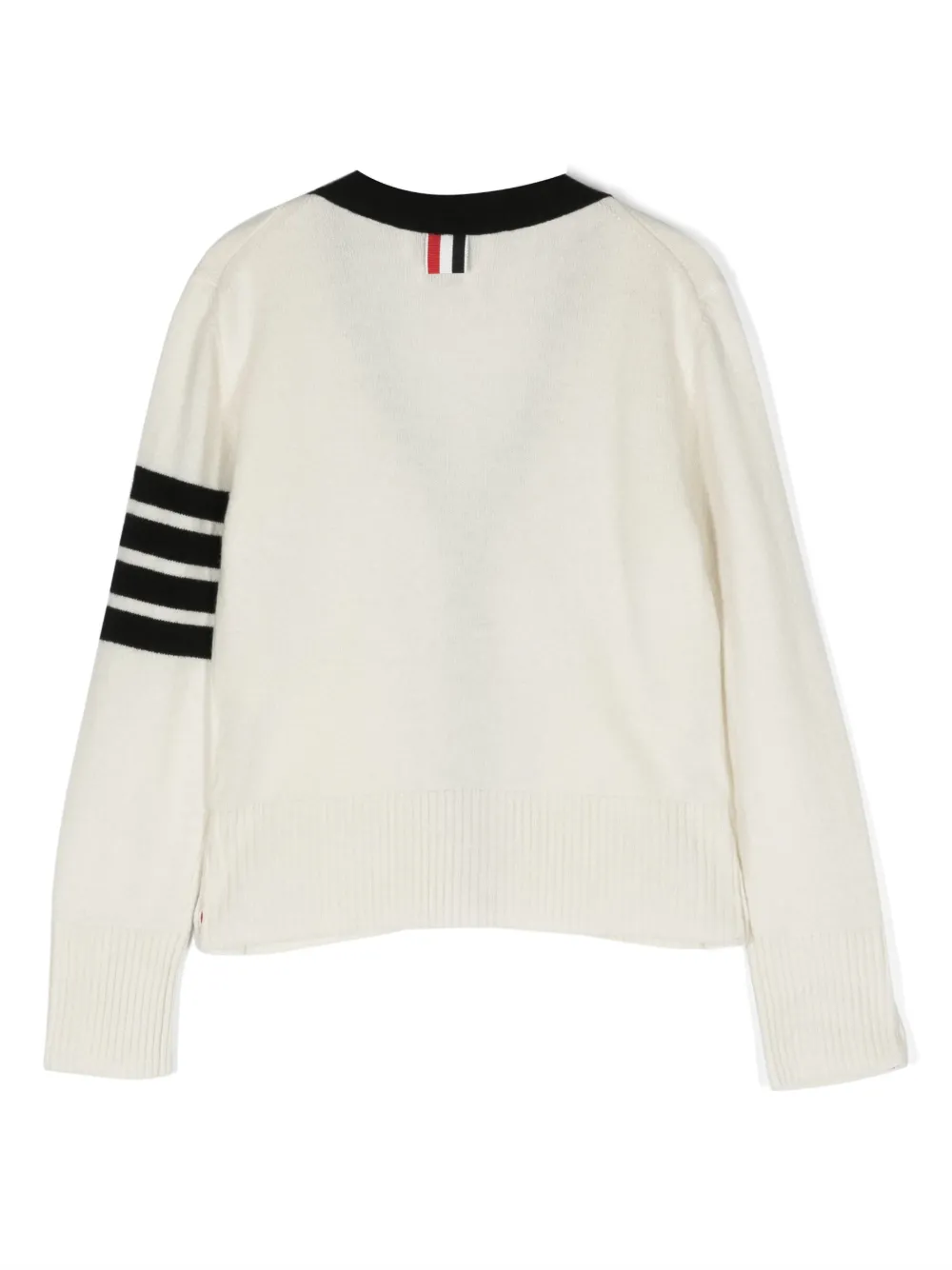 Кардиган из смесовой шерсти в полоску Thom Browne Kids, нейтральный — фото 2