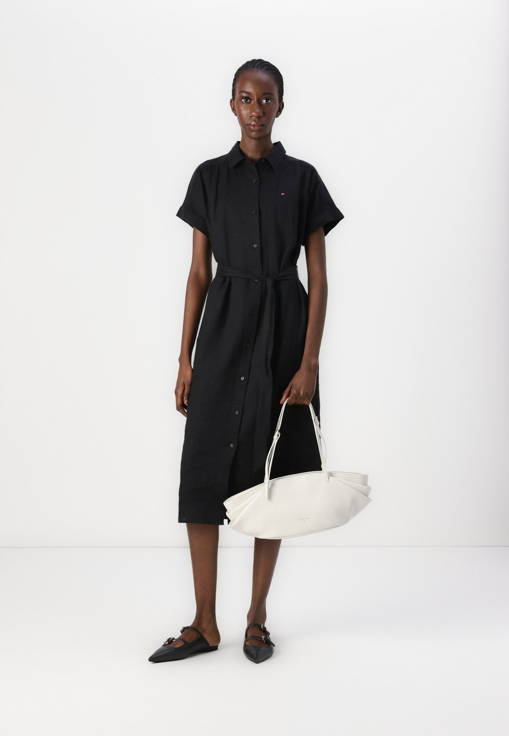 

Платье-рубашка BELTED MIDI DRESS Tommy Hilfiger, черный